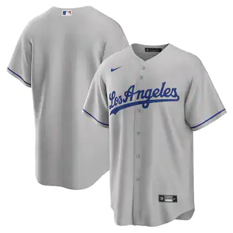 mens nike gray los angeles dodgers road replica team jersey